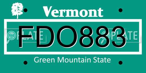 FDO883 Vermont License Plate