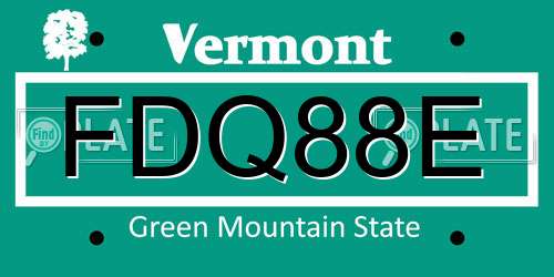 FDQ88E Vermont License Plate