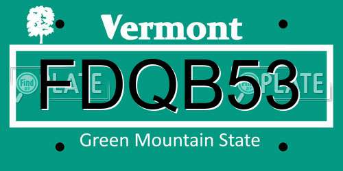 FDQB53 Vermont License Plate
