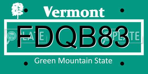 FDQB83 Vermont License Plate
