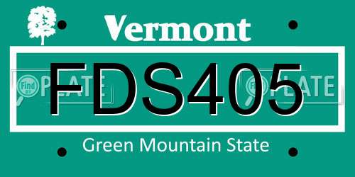 FDS405 Vermont License Plate