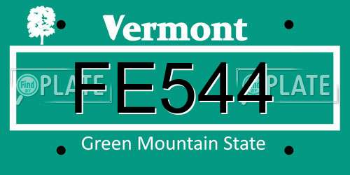 FE544 Vermont License Plate