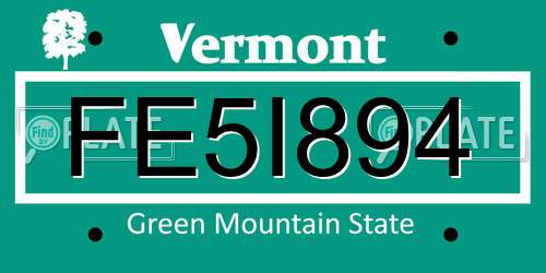 FE5I894 Vermont License Plate
