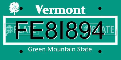 FE8I894 Vermont License Plate