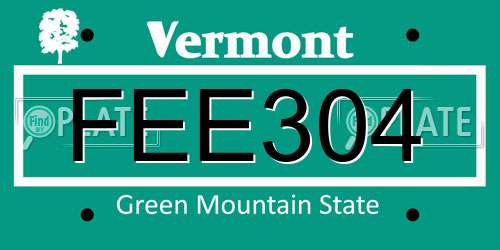 FEE304 Vermont License Plate