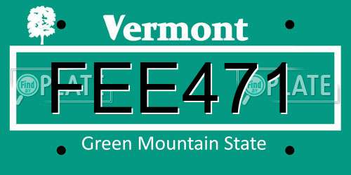 FEE471 Vermont License Plate