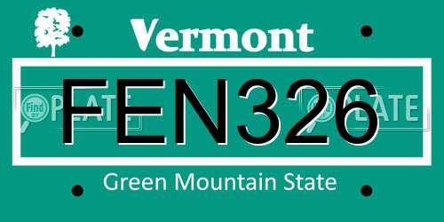 FEN326 Vermont License Plate