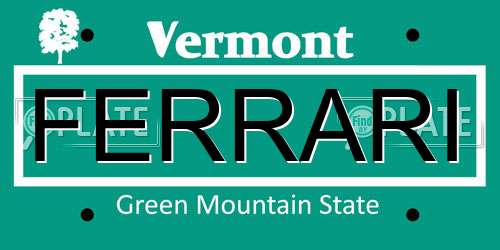 FERRARI Vermont License Plate