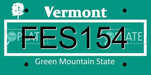 FES154 Vermont License Plate