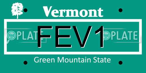 FEV1 Vermont License Plate