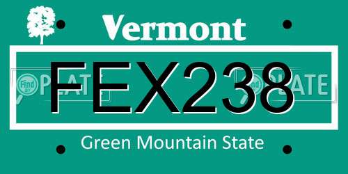 FEX238 Vermont License Plate