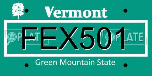 FEX501 Vermont License Plate