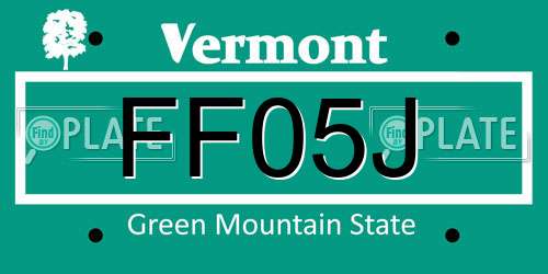 FF05J Vermont License Plate