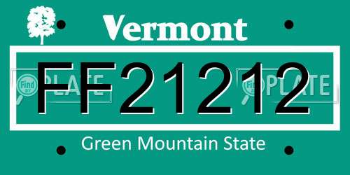 FF21212 Vermont License Plate