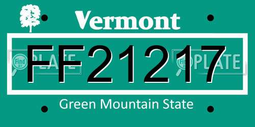 FF21217 Vermont License Plate