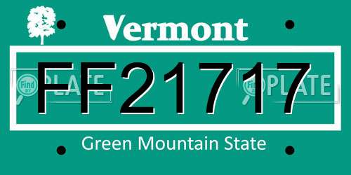 FF21717 Vermont License Plate