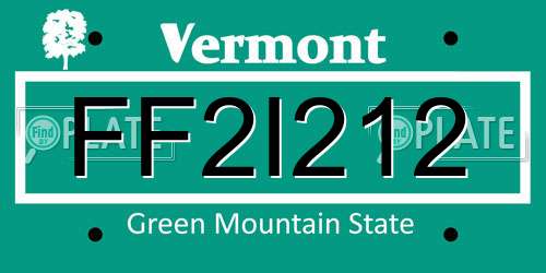 FF2I212 Vermont License Plate