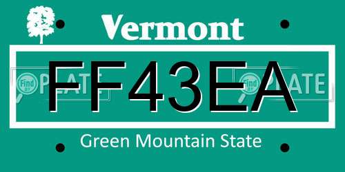 FF43EA Vermont License Plate