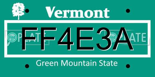 FF4E3A Vermont License Plate