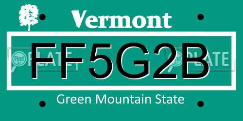 FF5G2B Vermont License Plate