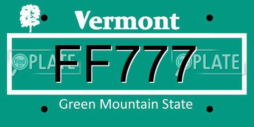 FF777 Vermont License Plate