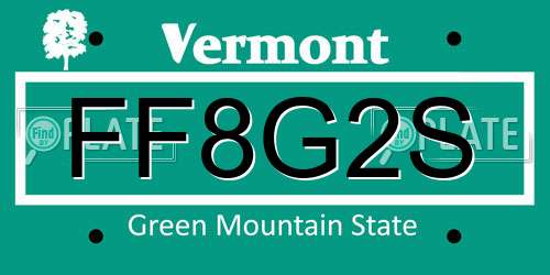 FF8G2S Vermont License Plate