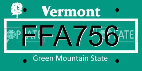 FFA756 Vermont License Plate