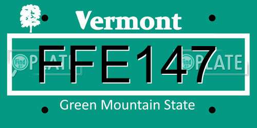 FFE147 Vermont License Plate