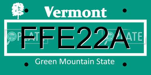 FFE22A Vermont License Plate