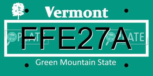 FFE27A Vermont License Plate