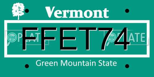 FFET74 Vermont License Plate
