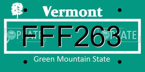 FFF263 Vermont License Plate