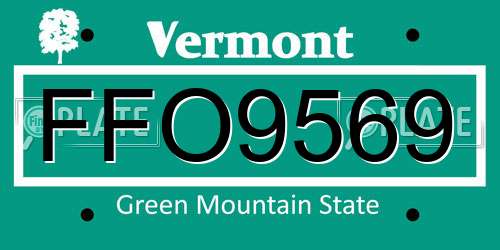 FFO9569 Vermont License Plate
