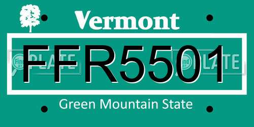 FFR5501 Vermont License Plate
