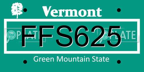 FFS625 Vermont License Plate