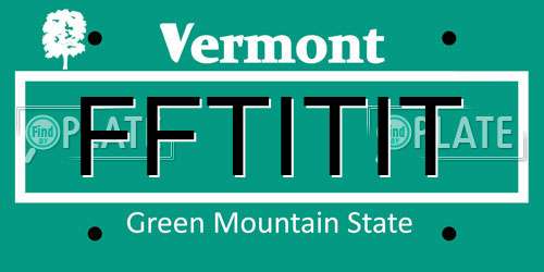 FFTITIT Vermont License Plate