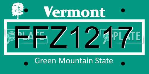 FFZ1217 Vermont License Plate