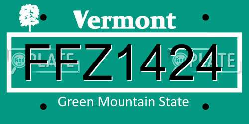FFZ1424 Vermont License Plate