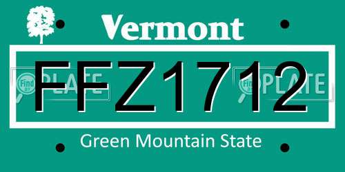 FFZ1712 Vermont License Plate