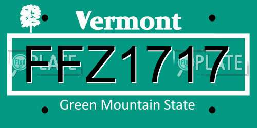 FFZ1717 Vermont License Plate