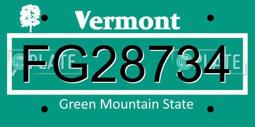 FG28734 Vermont License Plate