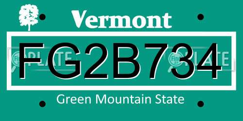 FG2B734 Vermont License Plate