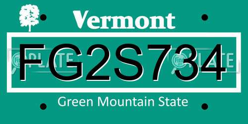 FG2S734 Vermont License Plate