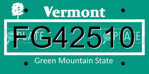 FG42510 Vermont License Plate