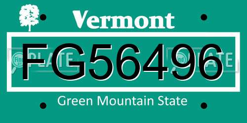 FG56496 Vermont License Plate