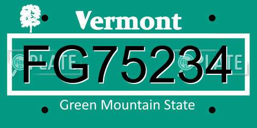 FG75234 Vermont License Plate