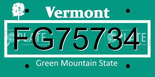 FG75734 Vermont License Plate