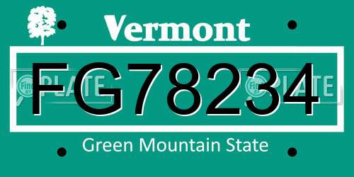 FG78234 Vermont License Plate