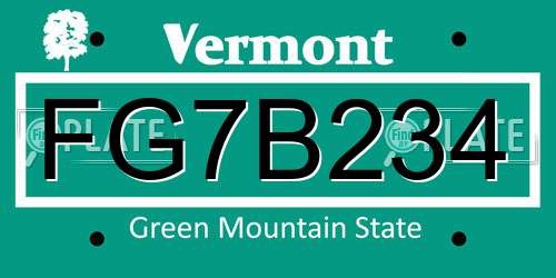 FG7B234 Vermont License Plate