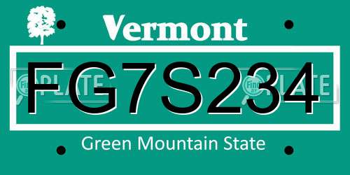 FG7S234 Vermont License Plate